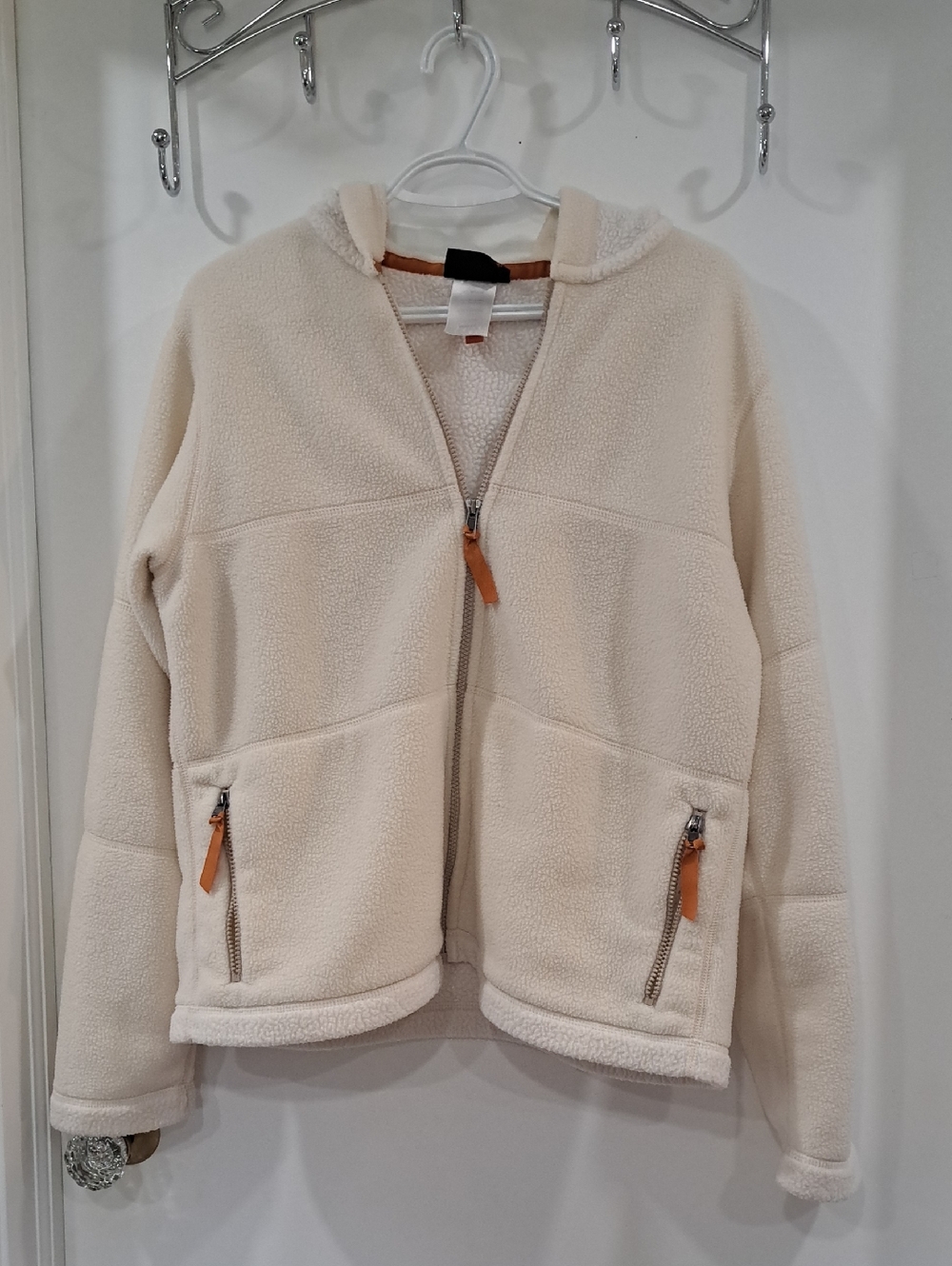 Patagonia Cream Hooded Fleece Puffer Jacket
